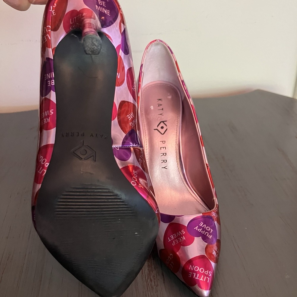 Katy Perry The Sissy Conversation Heart Pumps Size 7 Valentine Pink Purple Heels - Picture 7 of 11